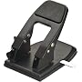 Officemate Heavy Duty 2-Hole Punch, Padded Handle, Black, 50-Sheet Capacity (90082)