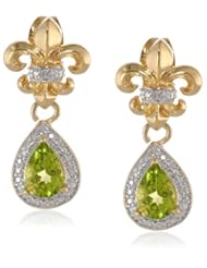 Bronze and 18k Yellow Gold Plated Two-Tone Genuine Fleur De Lis Teardrop Earrings