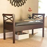 SEI Espresso Faux-Leather Storage Bench