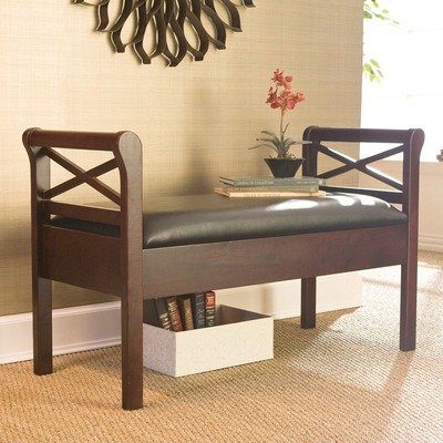 Southern Enterprises BC9221 Faux Leather Storage Bench - Espresso/Black