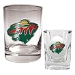 Minnesota Wild Rocks Glass & Square Shot Glass Set - Primary Logo NHL Hockey