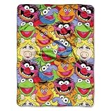 The Northwest Company 46-Inch-by-60-Inch Jim Henson's Muppets Micro-Raschel Blanket, Muppet Mania Design