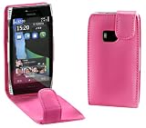 MaryCom PREMIUM QUALITÄT Leder Handytasche pink für Nokia X7 Smartphone + gratis Displayschutzfolie / LTP X 7