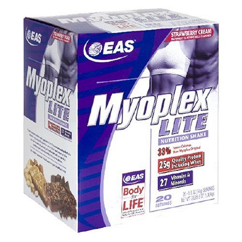 EAS Myoplex Lite Meal Replacement Powder, Strawberry Cream, 1.9-Ounce Packets in 20-Count... by EAS