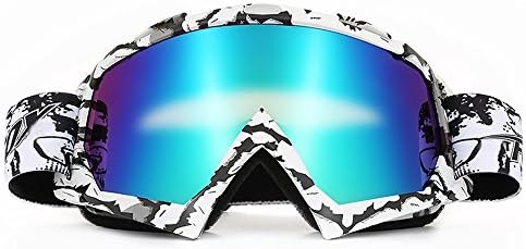 Adjustable UV Protective Outdoor Glasses Motorcycle Goggles Dust-proof Protective Combat Goggles Military Sunglasses Outdoor Tactical Goggles for Bike Riding Wind Skiing Tinted Lens(Black White)