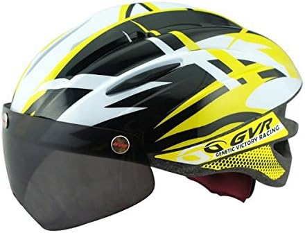 Gvr Bicycle Helmet Cycling Helmet Ultralight Integrally-Molded With Magnetic Uv Visor Size 56-61Cm - Yellow