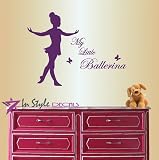 Wall Vinyl Decal Home Decor Art Sticker My Little Ballerina Phrase Dancing Girl Ballet Dance Studio Girl Room Removable Stylish Mural Unique Design