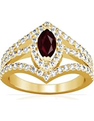 18K Yellow Gold Marquise Cut Ruby Ring With Sidestones (GIA Certificate)
