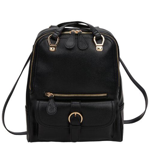 Tinksky® New Arrival Dual Use Korean Fashion Trends Leather Backpack One Shoulder Bag 17 Colors Optional (Black)