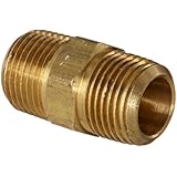 Anderson Metals 56122 Brass Pipe Fitting, Hex Nipple, 3/8" x 3/8" NPT Male Pipe