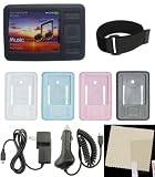 PCMICROSTORE New Creative Lab Zen 4gb 8gb 16gb Premium Silicone Skin Case Cover with Adjustable Sports Armband - Screen Protector Shield - Bundle with Home Travel Wall and 12v Car Charger
