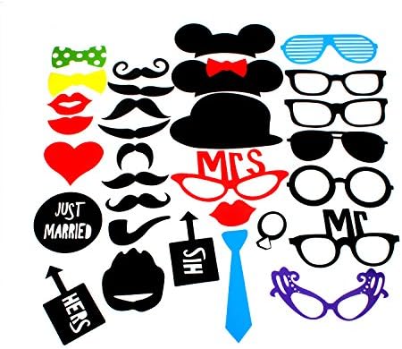 Funny Party® 31 Pcs Photo Booth Props On A Stick Mustache Photo Booth Wedding Birthday Party