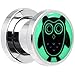 Body Candy Stainless Steel Glow in the Dark Wise Owl Screw Fit Double Flare Plug Pair 0 Gauge