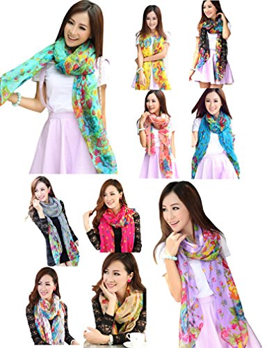 【ARINCO】 フラワー デザイン カラフル ストール スカーフ 大判 レディース 選べる 10カラー 春 夏 冷房対策 サイズ 180cm x 110cm