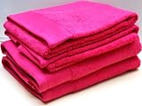 Set of 4 Stunning HOT PINK 100% Cotton Towels - 2 Hand & 2 Bath