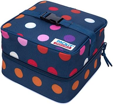 PackIt Freezable Salad Cooler Bag with Zip Closure, Dots - 2 Count