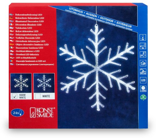 Konstsmide 4440-103 LED Acryl Schneeflocke (24 warm wei&szlig;e Dioden, &Oslash;: 40cm, 24V Au&szlig;entrafo, 1.44W, transparentes Kabel)