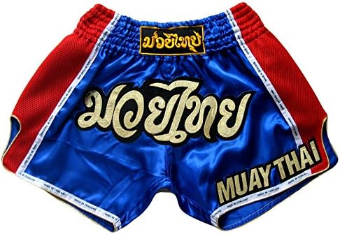 Muay Thai Kick Boxing Shorts Trunks Pants Blue Size L Satin Retro