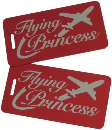 Flying Princess With Graphic Bag Tag, Set of Two (Red)