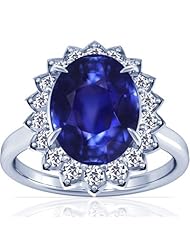 Platinum Oval Cut Blue Sapphire Ring With Sidestones