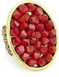 Liz Palacios "Arco Iris" Dark Coral Swarovski Elements Small Oval Adjustable Ring
