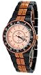 Oniss #ON8103-LRG Women's Midsize Rose Gold Trim Black Ceramic Watch