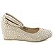 V-Luxury Womens 36-BOBBY12 Round Toe Med Low Heel Wedge Pump Shoe, Champagne