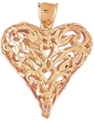 Dazzlers Solid 14k Gold 3D Filigree Heart Charm Pendant Available in three colors from jewelsberry (weights: 12.5 grams only)