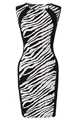 Sexy Leopard Print Cotton Knee Length Illusion Sleeveless Bodycon Dress 