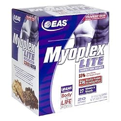 EAS Myoplex Lite Meal Replacement Powder, Strawberry Cream, 1.9-Ounce Packets in 20-Count Box
