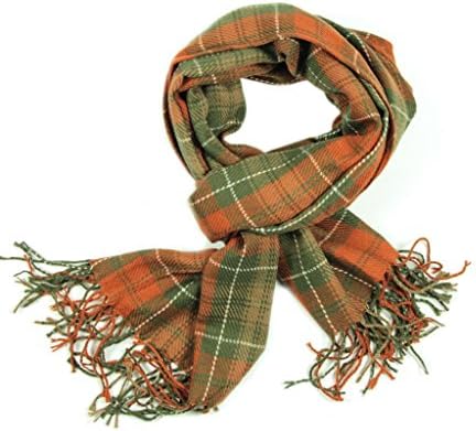 ALK Women Plaid Korean Style Classic Warm Acrylic Shawls Orange