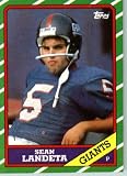 1986 Topps # 154 Sean Landeta New York Giants Football Card- Near Mint to Mint Condition - In Protective Screwdown Display Case!