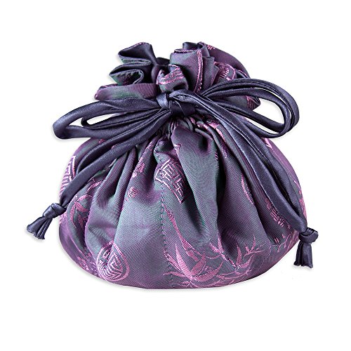 Drawstring Jewelry Pouch - Silk Jacquard (Orchid)