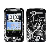 Silver Vine Tree Leaf Circle Polka Artistic Rubberized Coating Premium Snap on Protector Faceplate Hard Case for HTC Wildfire/Bee 6225