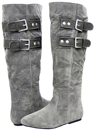 Bamboo Tinker-75 Grey Faux Fashion Boots