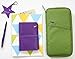 ONOR-Tech Multi-Functional Fashion Ticket Passport Credit Card ID Document Organizer Holder Bag Purse Travel Pouch Case Cover (Green)