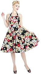 Fitted Lace-Up Cotton/Spandex Floral Print Halter Corset   Waistline  Dress