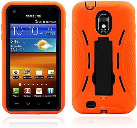 Galaxy S2 Case, MagicMobile® Hybrid Shockproof Impact Resistant Rugged Armor Defender with Kickstand Plastic Shell + Soft Silicone / Orange Black (Compatible with Model Epic Touch SGH-D710)