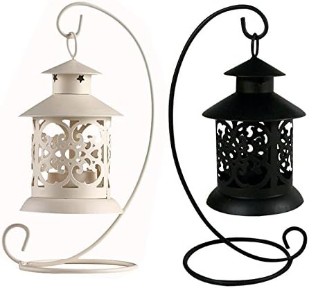 Iron Moroccan Style Candlestick Candle Holder Candle Stand Light Holder European Style Home Decoration Lantern (Black)