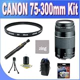 Canon EF 75-300mm f/4-5.6 III Telephoto Zoom Lens for Canon SLR Cameras + UV Filter + Lens Pouch + Microfiber Cleaning Cloth + Lens Pen Cleaner + Accessory Saver Bundle!