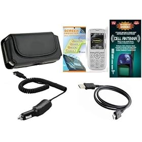 LG LX260 / AX260 / UX260 / RUMOR / SCOOP ACCESSORIES BUNDLE (HORIZONTAL LEATHER POUCH + CAR CHARGER + SCREEN PROTECTOR + GENERATION X ANTENNA BOOSTER+USB DATA CABLE)
