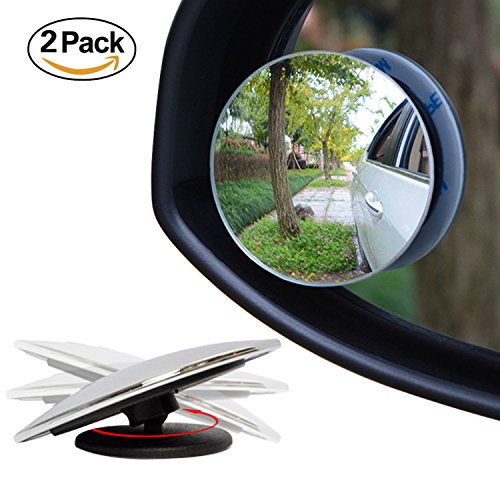 2 Pack Upgrade 2" Blind Spot Mirrors, Ampper 360Â° Rotate + 30Â° Sway Adjustabe HD Glass Convex Wide Angle Rear View Car SUV Universal Fit Stick On Lens
