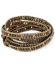 Chan Luu French Roast Dyed Quartz with Swarovski Crystals on Leather Bracelet