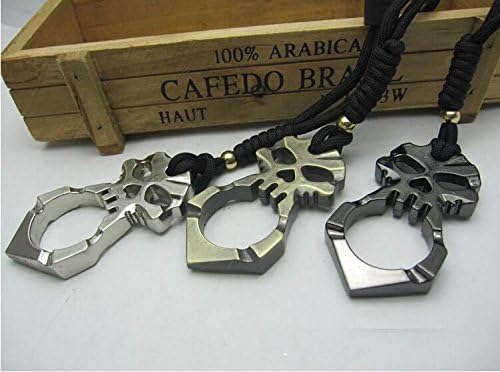 lkccishop Titanium Ti Ferocious Skull Skeleton Pendant Keychain Self Defense Tool-Devil eye