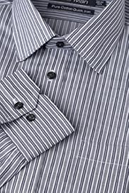 2 Longer Pure Cotton Quick Iron Twill Striped Shirt