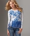Calvin Klein Jeans Tee, Reflective Ripple Long Sleeve Tie Dyed