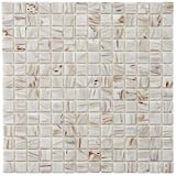 IMAGE OF Fused Glass White 12 x 12 Inch Glass Mosaic Wall Tile (13 Pcs/13 Sq. Ft. Per Case, Ships for )