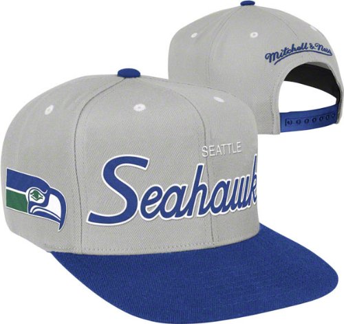 Seattle Seahawks Mitchell & Ness Throwback Script 2 Tone Adjustable Snapback Hat