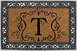 Monogram Coir Doormat Insert with Rubber Base Frame - T Monogram Coir Doormat Insert with Rubber Base Frame - T