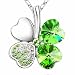 Kleeblatt Kette mit Swarovski Kristallen Peridot Grün